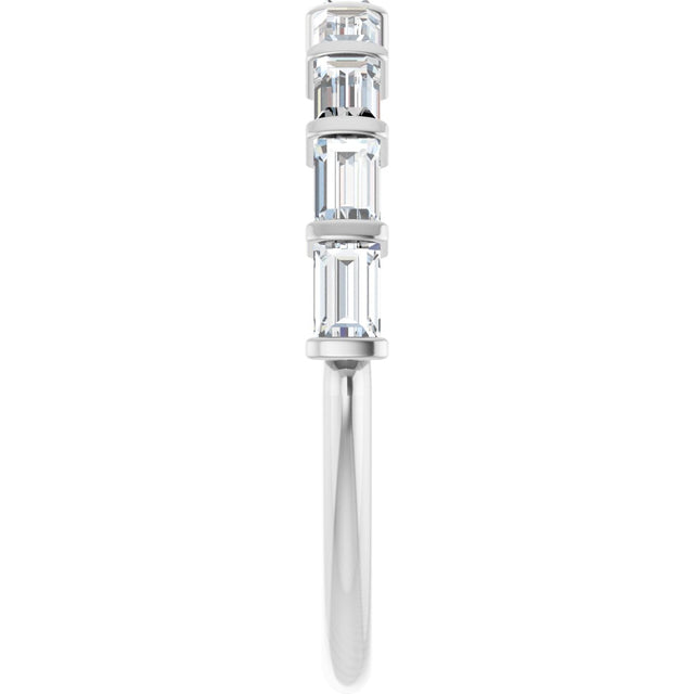 10K Gold Straight Baguette Natural Diamond Bar Channel-Set Anniversary Band – 1/5–5/8 CTW - White Gold - view 4