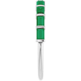 Platinum Straight Baguette Lab-Grown Green Emerald Bar Channel-Set Anniversary Band - view 4