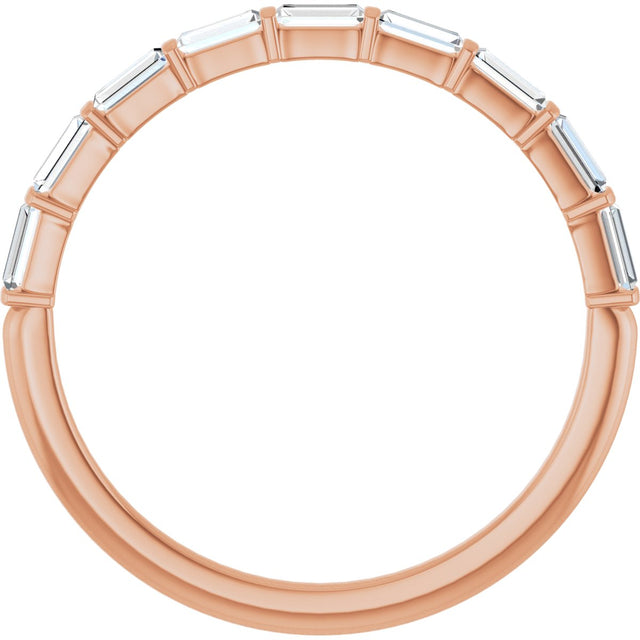 10K Gold Straight Baguette Lab-Grown Diamond Bar Channel-Set Anniversary Band – 1/5–1/2 CTW - Rose Gold - view 2