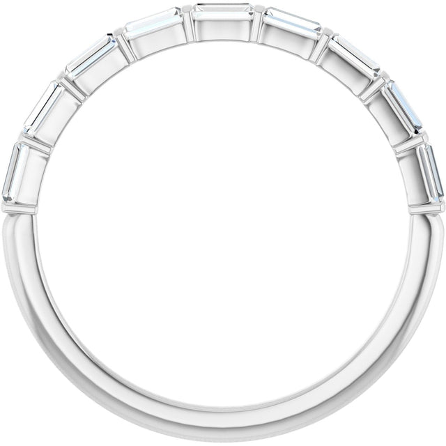10K Gold Straight Baguette Lab-Grown Diamond Bar Channel-Set Anniversary Band – 1/5–1/2 CTW - White Gold - view 2