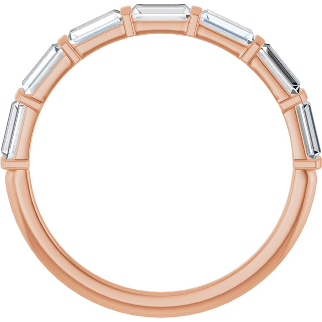 10K Gold Straight Baguette Lab-Grown Diamond Bar Channel-Set Anniversary Band – 3/4–9/10 CTW - Rose Gold - view 2