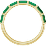 14K Gold Straight Baguette Lab-Grown Green Emerald Bar Channel-Set Anniversary Band - Yellow Gold - view 2