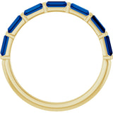 14K Gold Straight Baguette Natural Blue Sapphire Bar Channel-Set Anniversary Band - Yellow Gold - view 2