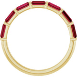 14K Gold Straight Baguette Natural Red Ruby Bar Channel-Set Anniversary Band - Yellow Gold - view 2
