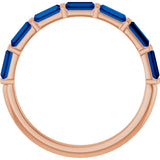 14K Gold Straight Baguette Natural Blue Sapphire Bar Channel-Set Anniversary Band - Rose Gold - view 2