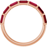 14K Gold Straight Baguette Natural Red Ruby Bar Channel-Set Anniversary Band - Rose Gold - view 2
