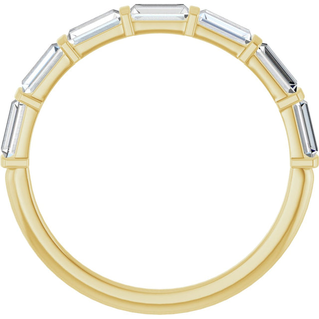 10K Gold Straight Baguette Natural Diamond Bar Channel-Set Anniversary Band – 3/4–1 CTW - Yellow Gold - view 2
