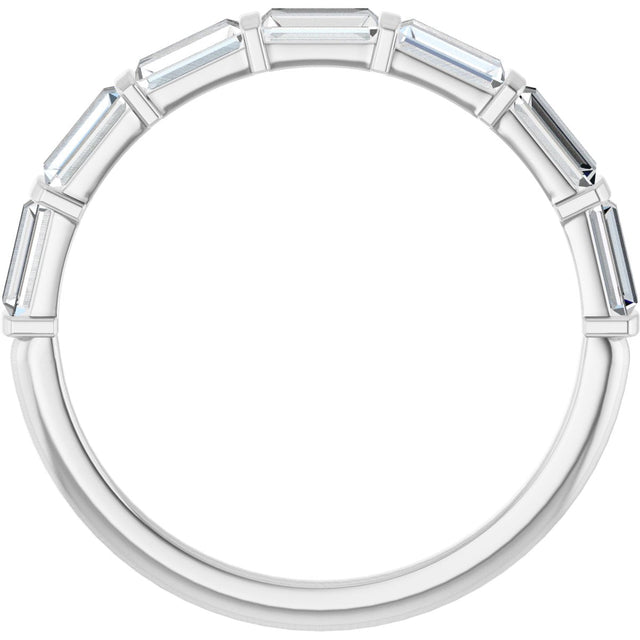 10K Gold Straight Baguette Lab-Grown Diamond Bar Channel-Set Anniversary Band – 3/4–9/10 CTW - White Gold - view 2
