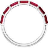Platinum Straight Baguette Natural Red Ruby Bar Channel-Set Anniversary Band - view 2