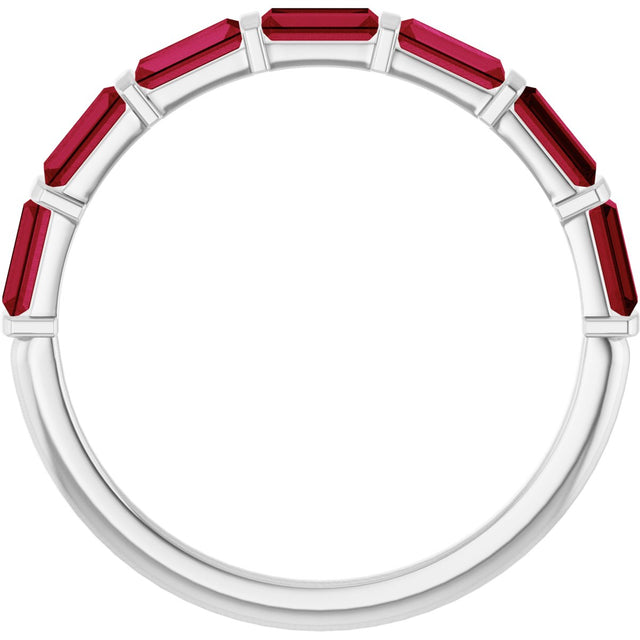 Platinum Straight Baguette Natural Red Ruby Bar Channel-Set Anniversary Band - view 2