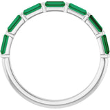 Platinum Straight Baguette Natural Green Emerald Bar Channel-Set Anniversary Band - view 2