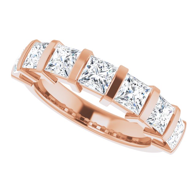 10K Gold Square Natural Diamond Bar Channel-Set Anniversary Band – 1 3/8–2 3/4 CTW - Rose Gold - view 5