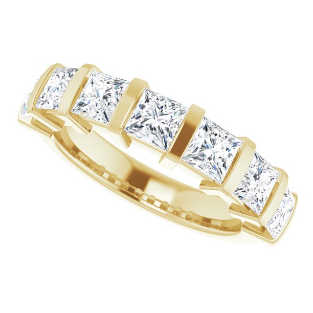 10K Gold Square Natural Diamond Bar Channel-Set Anniversary Band – 1 3/8–2 3/4 CTW - Yellow Gold - view 5