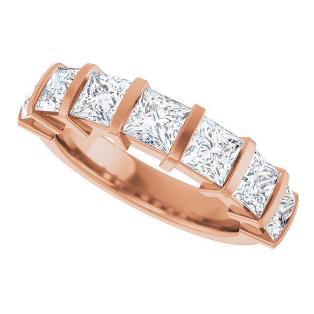10K Gold Square Lab-Grown Diamond Bar Channel-Set Anniversary Band – 1 1/3–2 3/4 CTW - Rose Gold - view 5