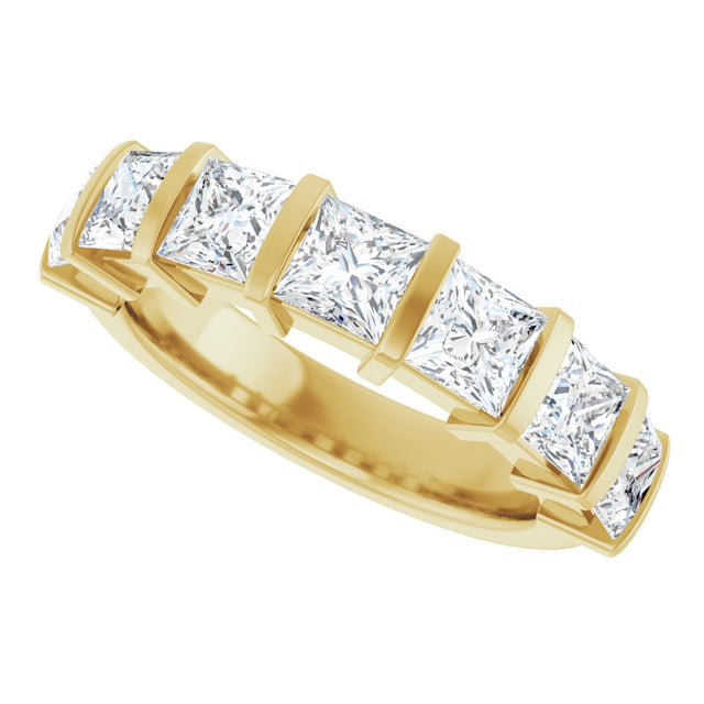 14K Gold Square Lab-Grown Diamond Bar Channel-Set Anniversary Band – 1 1/2–2 3/4 CTW - Yellow Gold - view 5