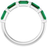 Platinum Emerald Lab-Grown Green Emerald Bar Channel-Set Anniversary Band - view 2