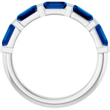 Platinum Emerald Lab-Grown Blue Sapphire Bar Channel-Set Anniversary Band - view 2