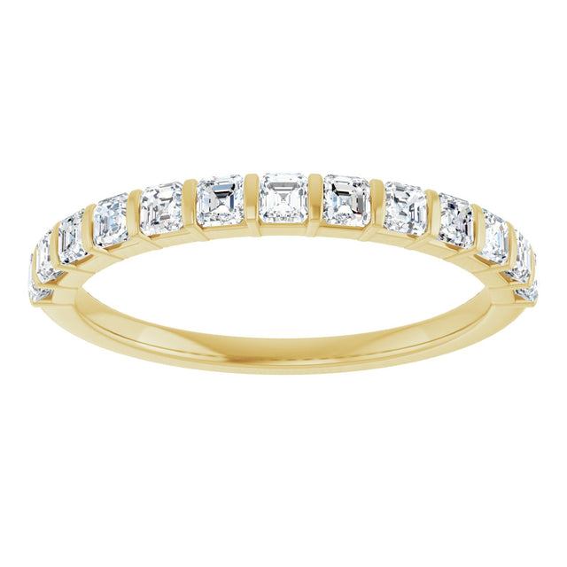 14K Gold Asscher Natural Diamond Bar Channel-Set Anniversary Band – 5/8–1 3/8 CTW - Yellow Gold - view 3