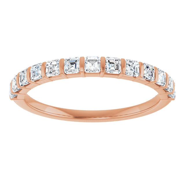 14K Gold Asscher Lab-Grown Diamond Bar Channel-Set Anniversary Band – 5/8–1 1/3 CTW - Rose Gold - view 3