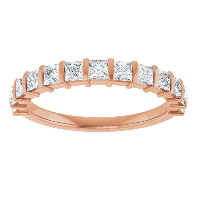 10K Gold Square Lab-Grown Diamond Bar Channel-Set Anniversary Band – 1/3–1 1/5 CTW - Rose Gold - view 3