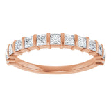 10K Gold Square Natural Diamond Bar Channel-Set Anniversary Band – 3/8–1 CTW - Rose Gold - view 3