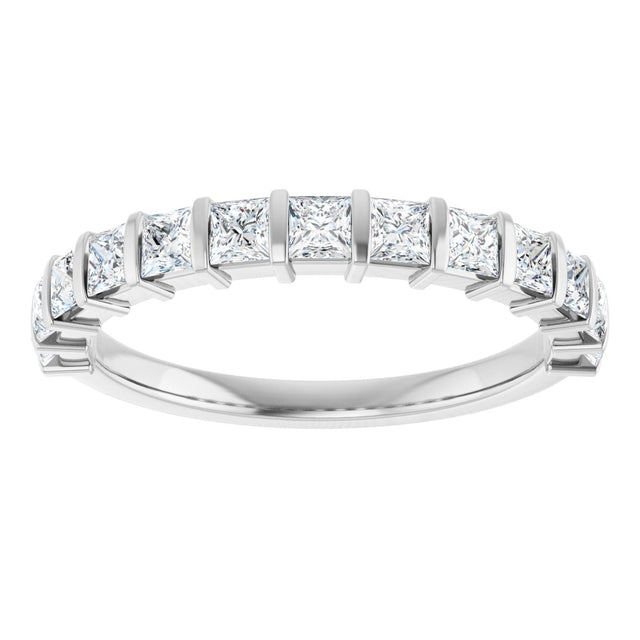 10K Gold Square Lab-Grown Diamond Bar Channel-Set Anniversary Band – 1/3–1 1/5 CTW - White Gold - view 3