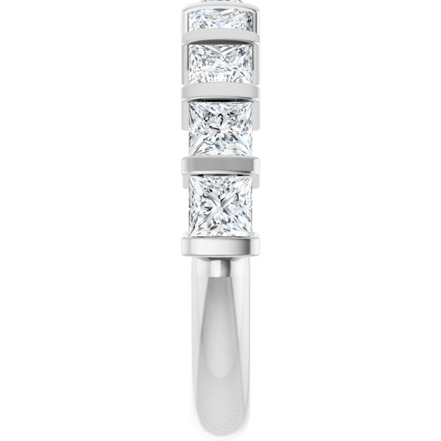 14K Gold Square Lab-Grown Diamond Bar Channel-Set Anniversary Band – 1 1/2–2 3/4 CTW - White Gold - view 4
