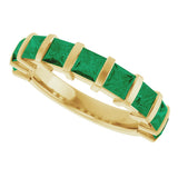 14K Gold Square Lab-Grown Green Emerald Bar Channel-Set Anniversary Band - Yellow Gold - view 5