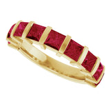 14K Gold Square Lab-Grown Red Ruby Bar Channel-Set Anniversary Band - Yellow Gold - view 5