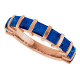 14K Gold Square Lab-Grown Blue Sapphire Bar Channel-Set Anniversary Band - Rose Gold - view 5