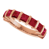 14K Gold Square Lab-Grown Red Ruby Bar Channel-Set Anniversary Band - Rose Gold - view 5