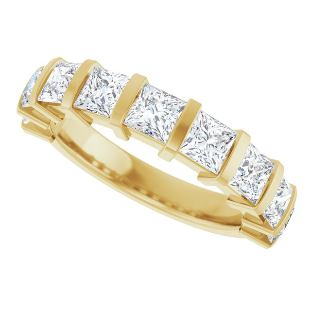 10K Gold Square Lab-Grown Diamond Bar Channel-Set Anniversary Band – 1 1/3–2 3/4 CTW - Yellow Gold - view 5