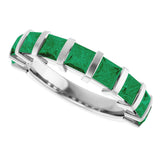 Platinum Square Lab-Grown Green Emerald Bar Channel-Set Anniversary Band - view 5