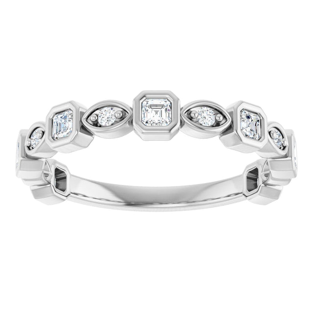 Platinum Asscher Natural Diamond Anniversary Band – 3/8–9/10 CTW - view 3