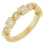 14K Gold Square Natural Diamond Anniversary Band – 1/5–9/10 CTW - Yellow Gold