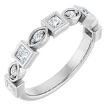 14K Gold Square Natural Diamond Anniversary Band – 1/5–9/10 CTW - White Gold
