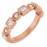 14K Gold Square Natural Diamond Anniversary Band – 1/5–9/10 CTW - Rose Gold
