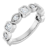 14K Gold Asscher Natural Diamond Anniversary Band – 3/8–9/10 CTW - White Gold