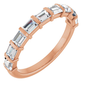 10K Gold Straight Baguette Natural Diamond Bar Channel-Set Anniversary Band – 3/4–1 CTW - Rose Gold