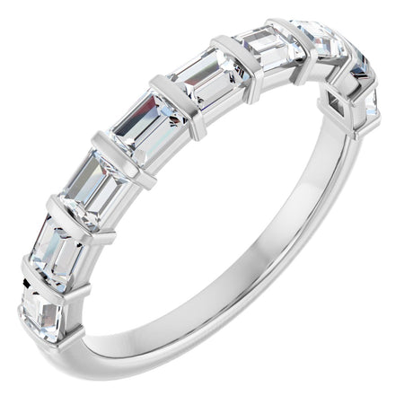 10K Gold Straight Baguette Lab-Grown Diamond Bar Channel-Set Anniversary Band – 3/4–9/10 CTW - White Gold