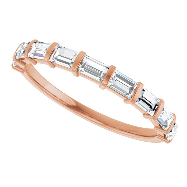 10K Gold Straight Baguette Natural Diamond Bar Channel-Set Anniversary Band – 1/5–5/8 CTW - Rose Gold - view 5