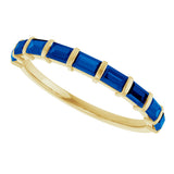 14K Gold Straight Baguette Lab-Grown Blue Sapphire Bar Channel-Set Anniversary Band - Yellow Gold - view 5