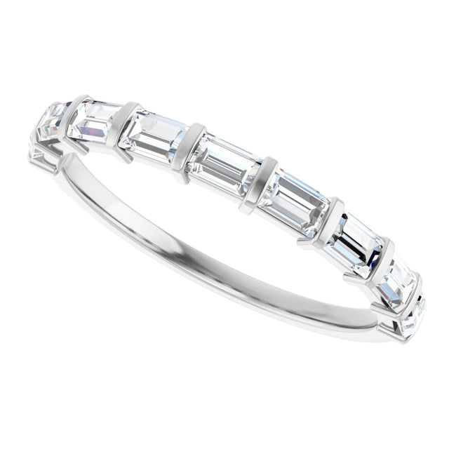 10K Gold Straight Baguette Natural Diamond Bar Channel-Set Anniversary Band – 1/5–5/8 CTW - White Gold - view 5