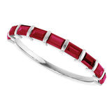Platinum Straight Baguette Lab-Grown Red Ruby Bar Channel-Set Anniversary Band - view 5