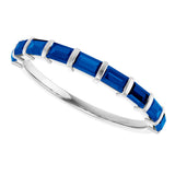 Platinum Straight Baguette Natural Blue Sapphire Bar Channel-Set Anniversary Band - view 5