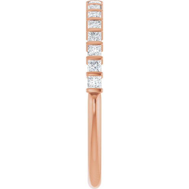 10K Gold Square Lab-Grown Diamond Bar Channel-Set Anniversary Band – 1/3–1 1/5 CTW - Rose Gold - view 4
