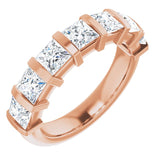 14K Gold Square Natural Diamond Bar Channel-Set Anniversary Band – 1 3/8–2 3/4 CTW - Rose Gold