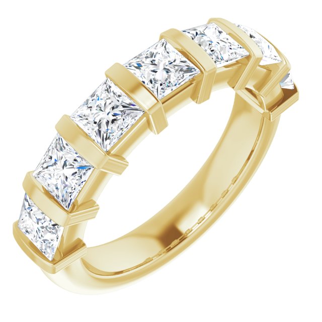 14K Gold Square Natural Diamond Bar Channel-Set Anniversary Band – 1 3/8–2 3/4 CTW - Yellow Gold