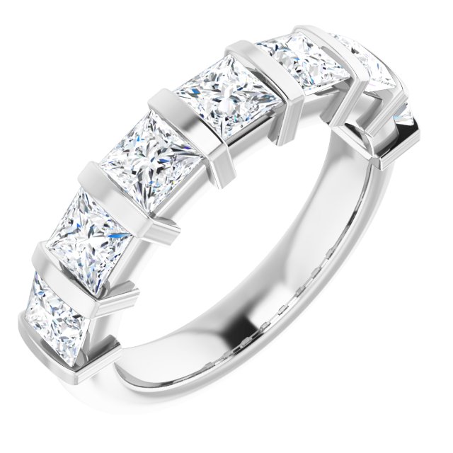 14K Gold Square Natural Diamond Bar Channel-Set Anniversary Band – 1 3/8–2 3/4 CTW - White Gold