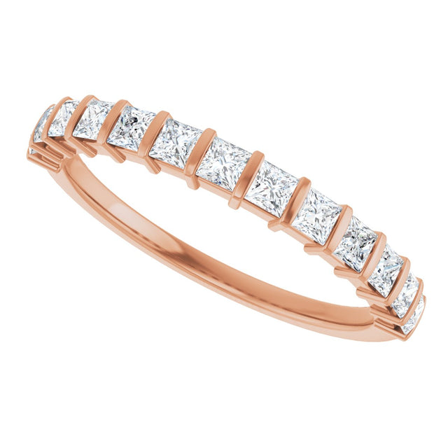 10K Gold Square Natural Diamond Bar Channel-Set Anniversary Band – 3/8–1 CTW - Rose Gold - view 5